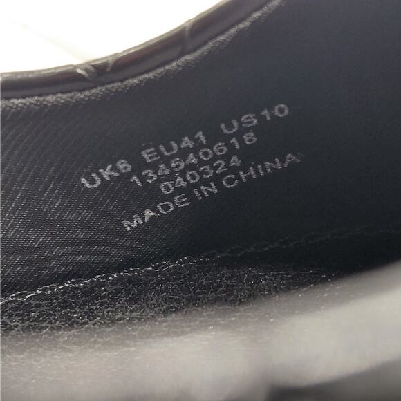 ASOS Design Croc Embossed Block Heel Pumps Women's 10 Black Pointed Toe Chic - Picture 10 of 11